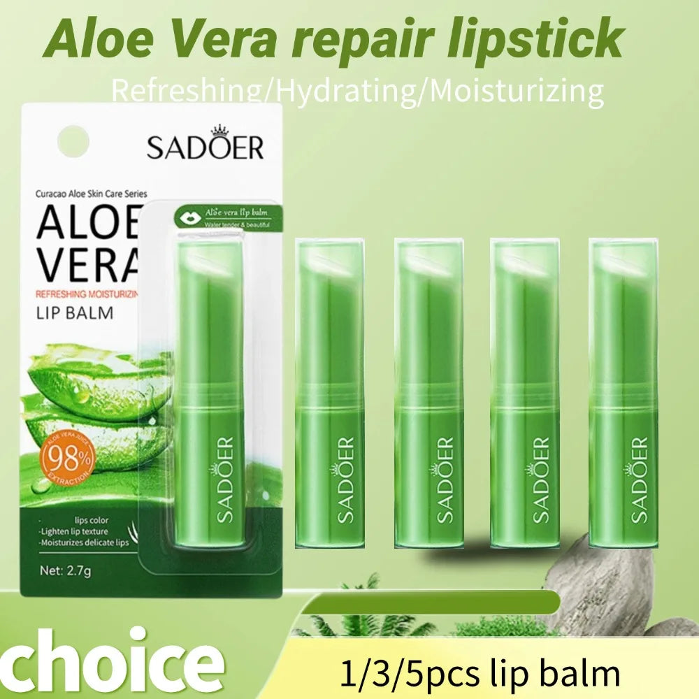 Refreshing hydrating repair lipstick Aloe Vera Vitamin essence Double Protection Moisturizing Water Lip Balm beauty skincare