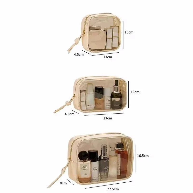 New Fashion Travel Portable Transparent Handheld Makeup Storage Bag Multi purpose Increased Capacity PVC Waterproof Toilet Bag