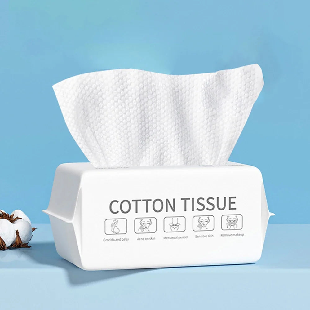 100PCS Natural Disposable Face Towel Travel Facial Cleansing Wet And Dry Makeup Remover Pearl Cotton Soft Makeup Nonwoven Towel