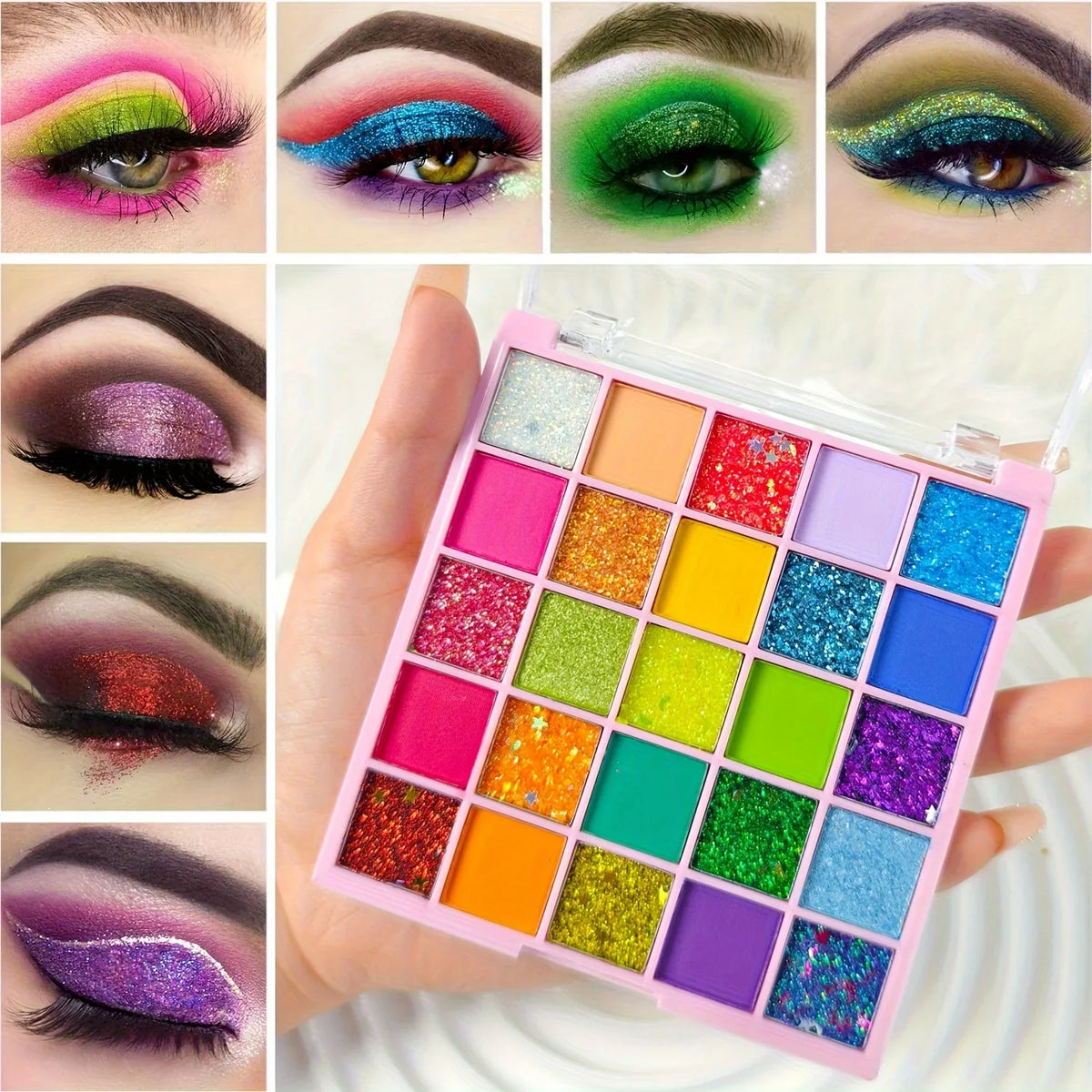 25-Color Glitter Eyeshadow Palette - Matte & Shimmer Waterproof