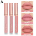 3pcs/set Nude Lip Gloss Matte Velvet Lipstick Waterproof Long-lasting Liquid Lipstick Women Moist Lip Tint Non-Stick