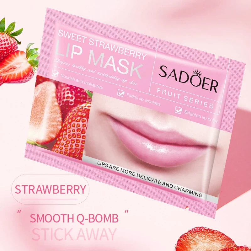 Collagen Lip Mask Strawberry Lip Sleeping Mask Moisturizing Hydrating Lip Balm Nourishing Lip Patches Lip Skin Care Products