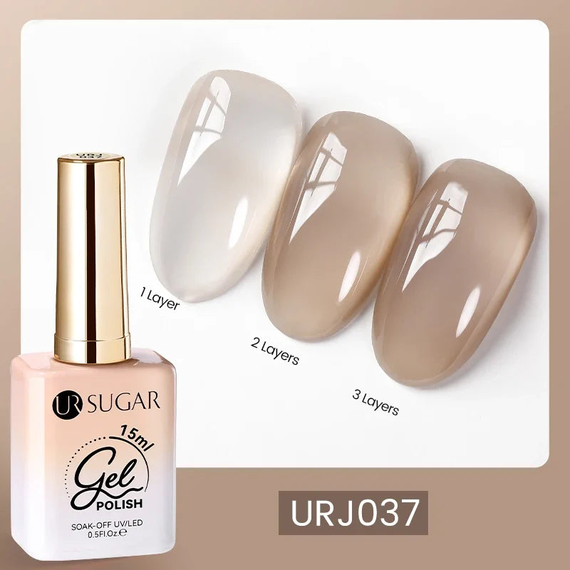 UR SUGAR 15ml Fiber Rubber Base Gel Upgrade Broken Nail Repaired Fiberglass Clear Quick Building UV Construction Gel Soak Off