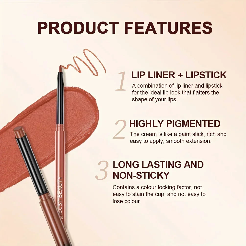 1PC matte lipliner, durable waterproof, sweat resistant, easy to color, fadeless lip gloss, essential for beauty