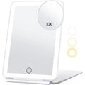 LED Folding Travel Makeup Mirror 3 Colors Light Modes USB Rechargeable Touch Screen Portable Tabletop Cosmetic Mirror