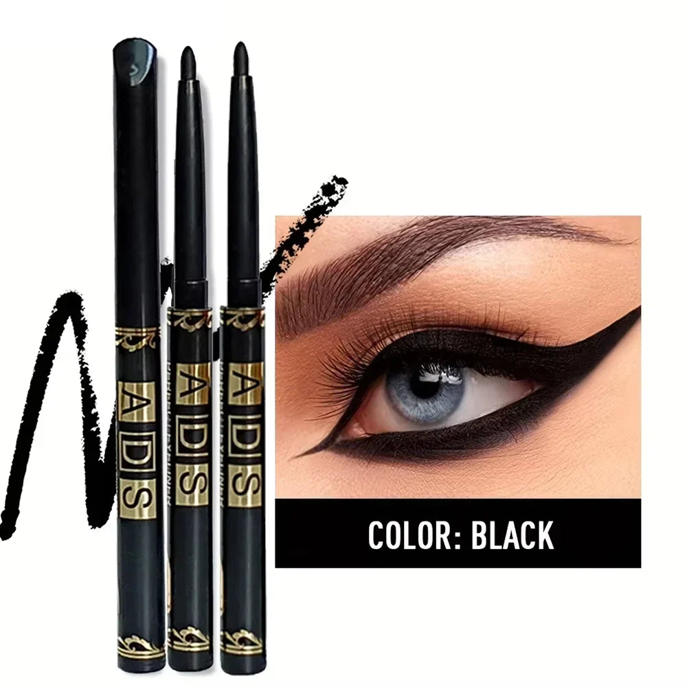 3Pcs Waterproof & Sweat-Proof Black Eyeliner Pencil Combined Lasting Smudge-Proof Bold Eye Makeup Easy Glide Formula for Perfe