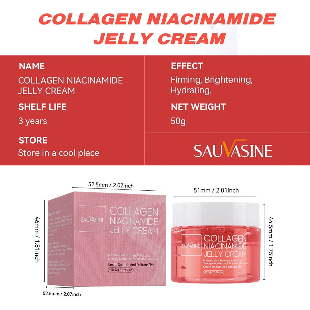 Collagen Jelly Cream Niacinamide Hydrolyzed Collagen 24h Glow & Lifted Look Moisturize Skin Elasticity & Hydration Face Cream
