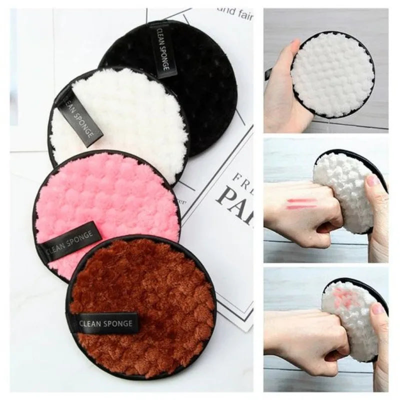 5Pcs Reusable Makeup Remover Cotton Wipes Microfiber  Sponge Cleaning Tool Washable Sponge Pad  Makeup Remover Pads Facial Clean