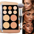 2pcs Concealer Palette with Brush Set, Silky Texture, High-Coverage Concealer Face Contour Palette Set
