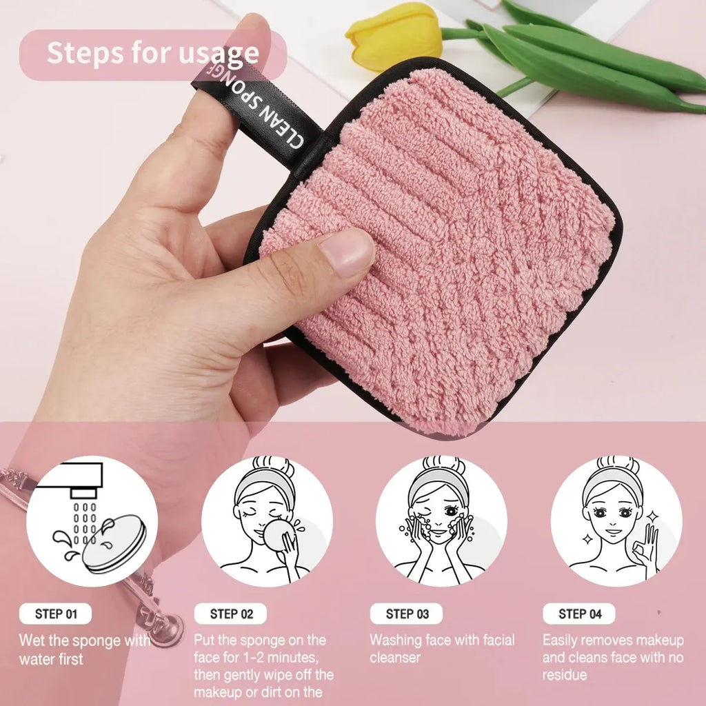MAANGE 10pcs Makeup Remover Microfiber Cotton Pad Cosmetics Washable Makeup Towel Cleaning Sponge Skin Care Tool