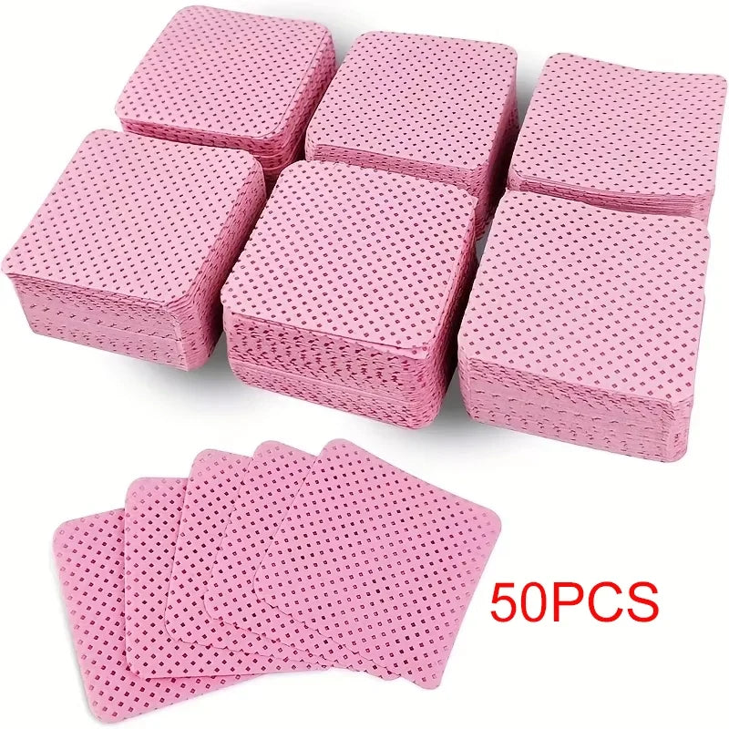 50 Lint-Free Nail Wipes, Super Absorbent Nail Wipes for Removing Gel Polish, Eyelash Extensions, and Nail Prep (White, Pink)