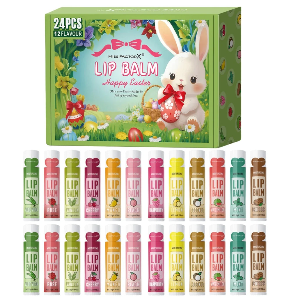 24PCS/box, Lip Balm Set, Moisturizing and Glossy, Easter Gift Set, Suitable for Dry Lips, Women's Gift Mother's Gift, Party Supp
