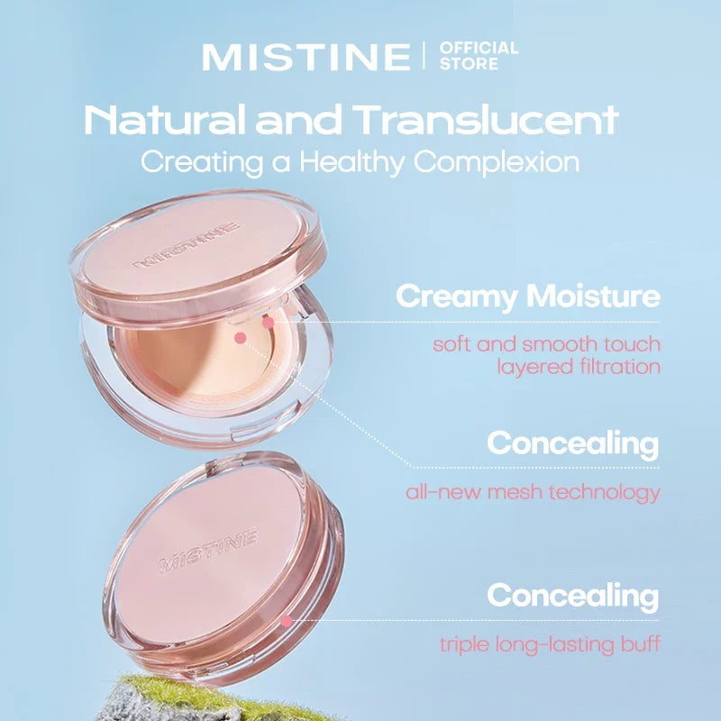Mistine Foundtion Air Cushion with Natural Dewy Finish Makeup Moisturize Nourish Powdered Cream for Combination Skin 13g 1pc