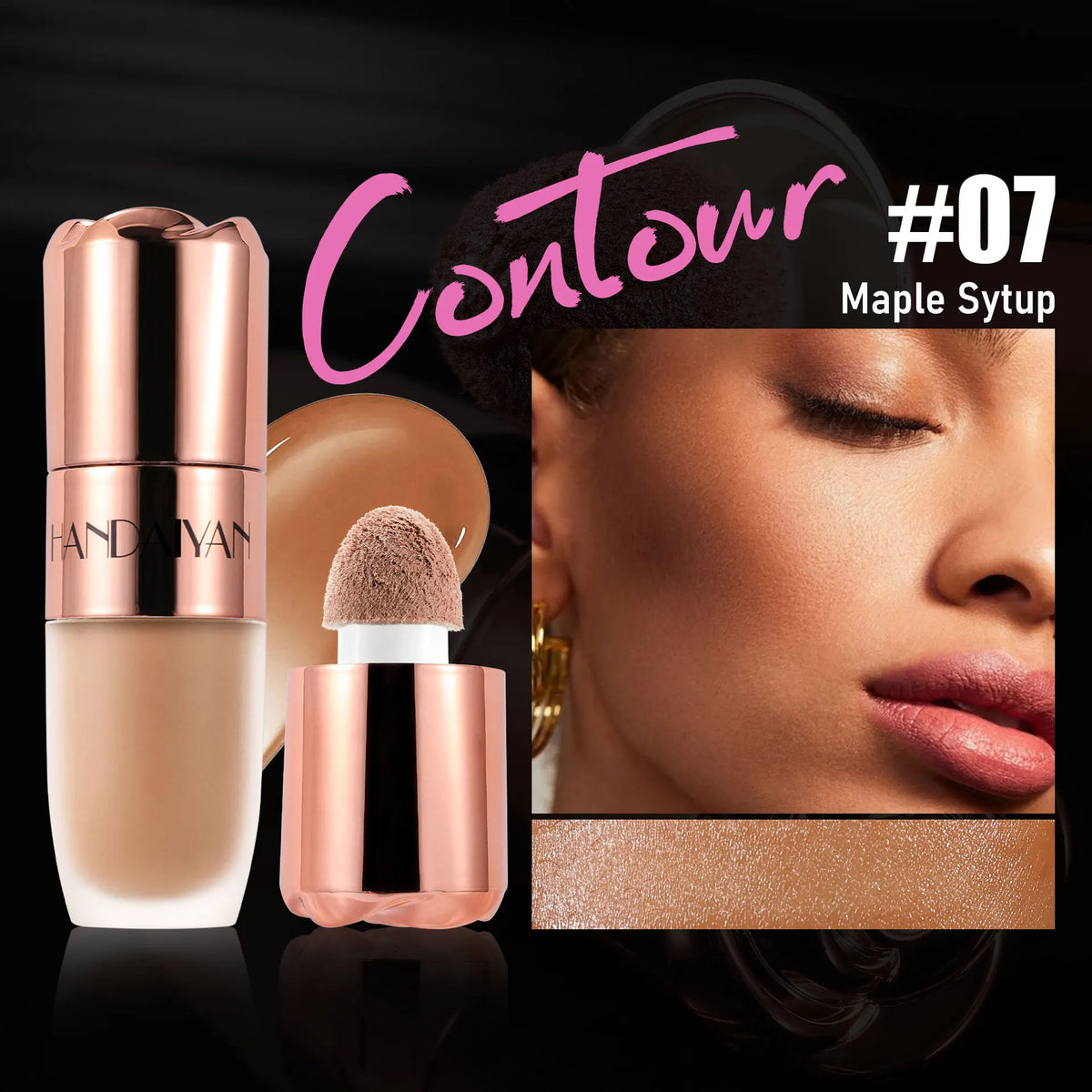 Liquid Highlighter Stick Rose Glow 3D Contour Effect Long Lasting Face Body Makeup Soft Sponge Tip Easy Apply