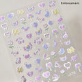 Cat's Eye 5D Gradient European Love Heart Gem Wing Crystal Geometric Colorful Self Adhesive Nail Art Stickers Manicure Decals