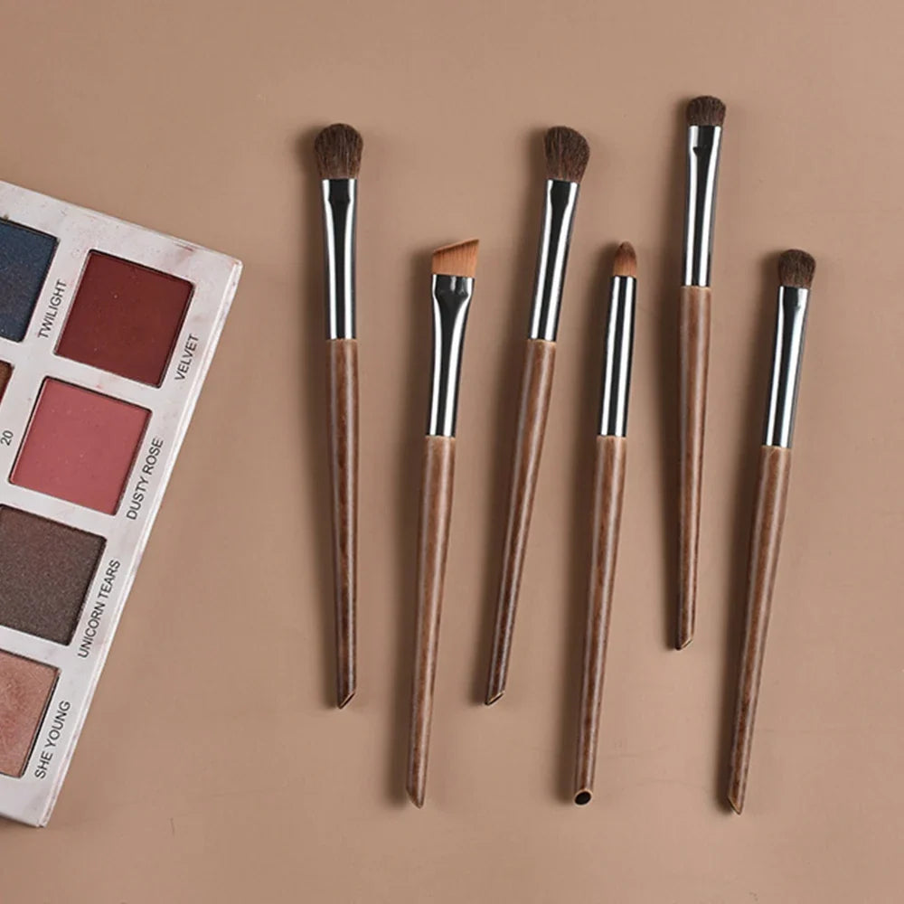 6pcs Soft Horse Hair Eye Makeup Brush Set - Complete Eyeshadow/Blending/Brow/Lip brush Tools