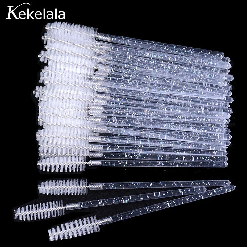 50Pcs/Bottle Eyelash Extension Brushes With Container Eyebrow  Eye Lash Mascara Wands Spoolies In Case Wholesale