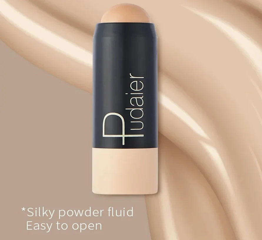 Full Coverage Lightweight Foundation Stick Contour Face Makeup Lasting Nude Foundation Base Hide Blemish Bronzer Cosmetics Brush