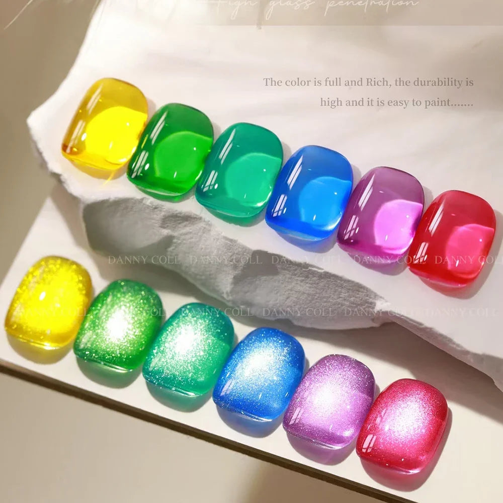 Translucent Glaze Colors Gel Nail Polish Set Varnish Lacquer Jelly Clear Gel Nail Art Gemstone LED&UV Syrup Gel Polish Kit 15ml
