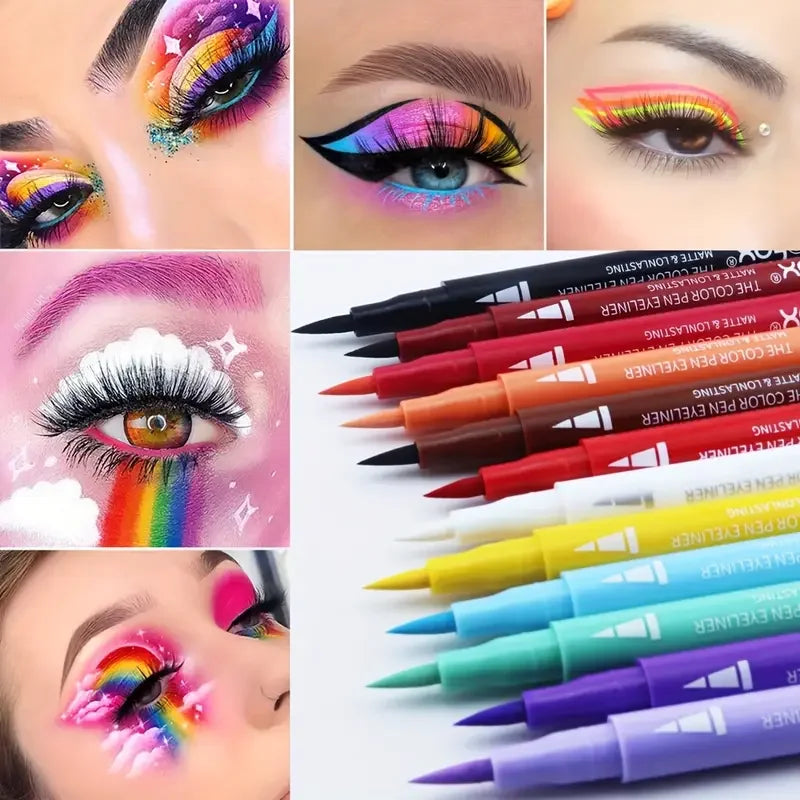 12-Color Waterproof Liquid Eyeliner and Face Paint Pen Set