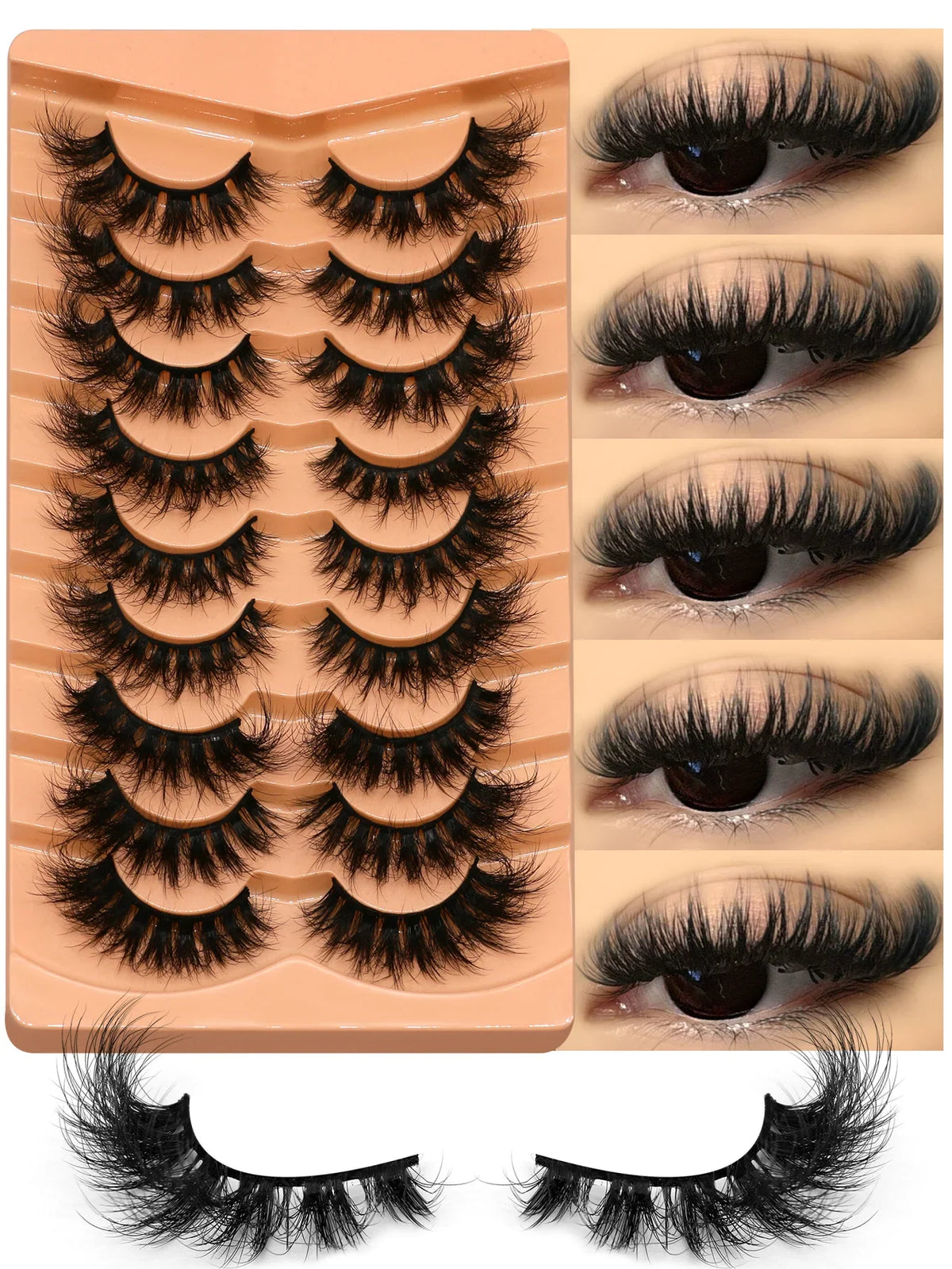 Cat Eyelashes Fluffy 3D Mink Eyelashes Natural Look False Lashes for Daily Party Wedding Lightweigh Reusable Makeup