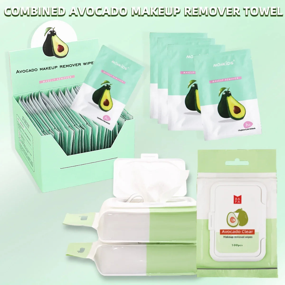 1 pack of makeup remover wipes +1 box of individually packaged makeup remover wipes, facial makeup remover wipes.