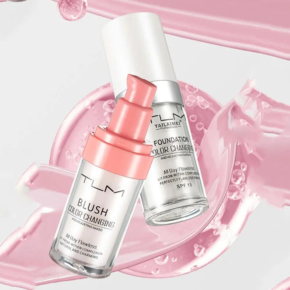 Warming Blush Liquid Foundation Temperature Color Changing Foundation, Naturally Blends Moisturizing Foundation Base Makeup 30ml