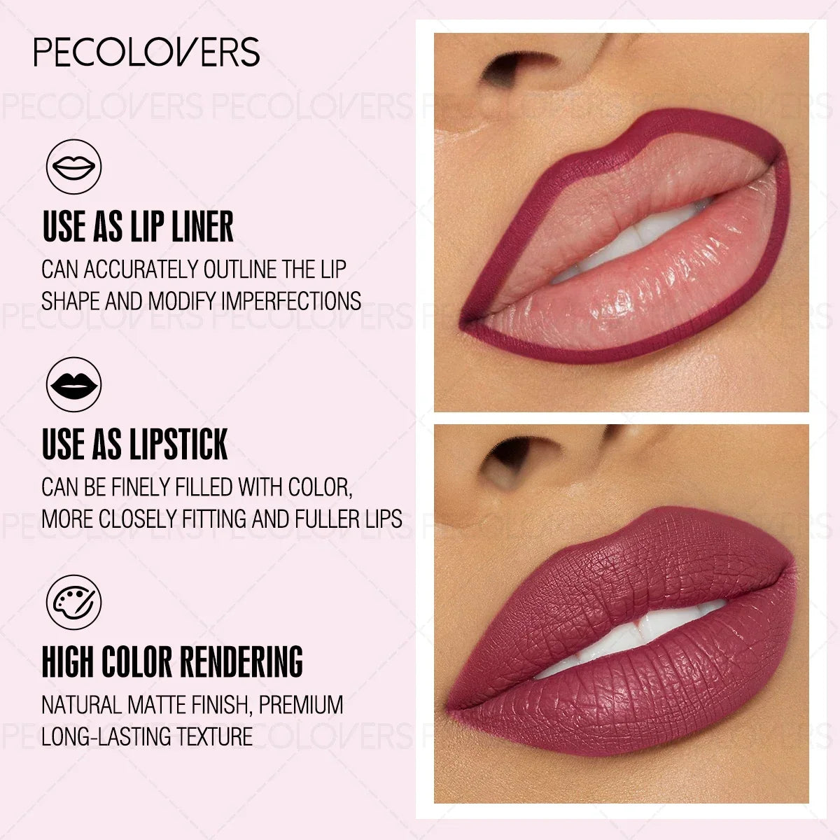 1PC 2-in-1 Lip Liner&Lip Gloss Pen-Matte Colors&Waterproof Long-Lasting ,Velvety Pencil for Plump Lip Outline, Easy Application