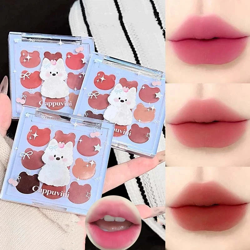 9 Color Velvet Matte Lipstick Palette Cream Texture Soft Mist Lip Mud Natural Long-Lasting Non-Drying Solid Lip Gloss Set Makeup
