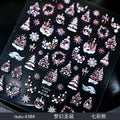 Christmas Nail Stickers Snowflake Nail Art Stickers Metal Silver Self-Adhesive Nail Decals ChristmasTree Winter Manicure Sliders