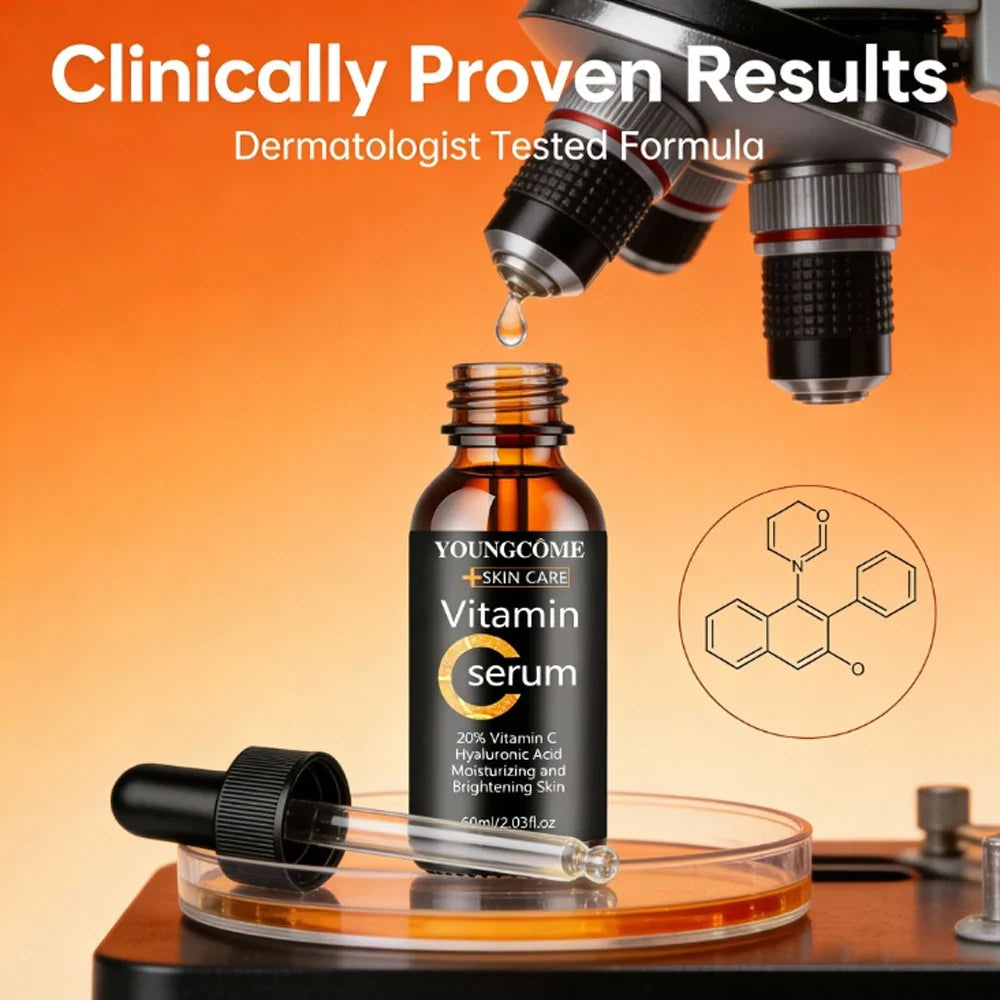 YOUNGCOME Vitamin C Hyaluronic Acid Serum - Daily Hydrating & Radiance-Boosting Facial Essence for All Skin Types 40/60ML