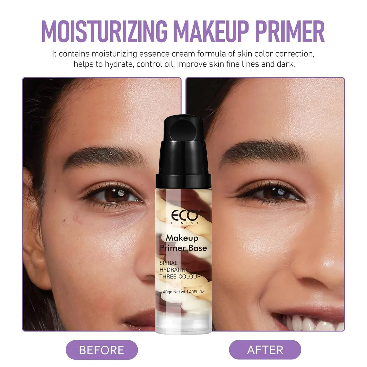 2-Pack 40g Radiant Makeup Primer Moisturizing Even Skin Tone Blemish & Pore Covering Color Makeup Base