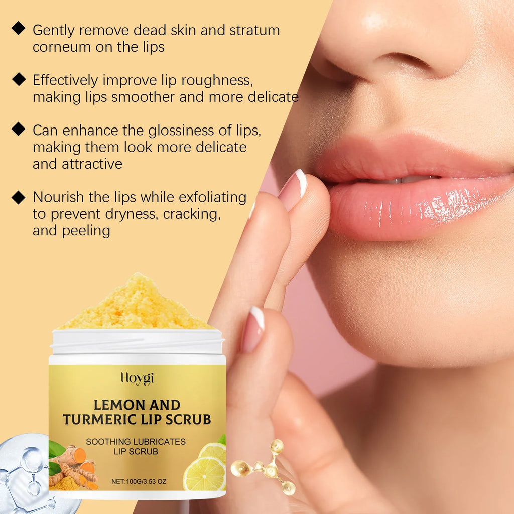 Turmeric Lip Scrub Exfoliating Dead Skin Removal Fade Lip Lines Reduce Melanin Moisturizing Nourishing Chapped Lip Care Products
