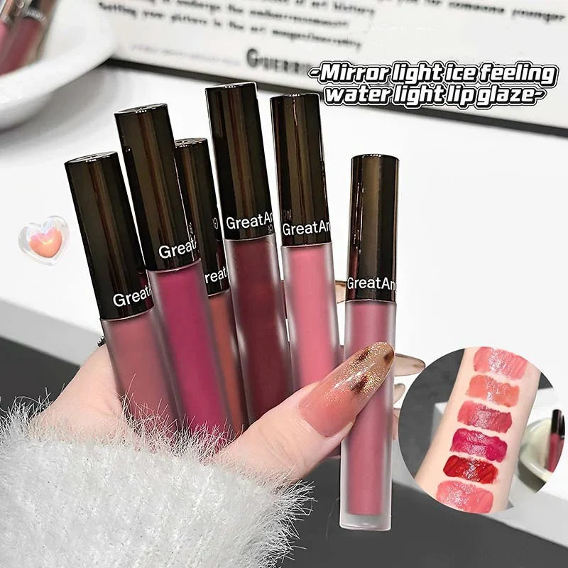 Berry Red Mirror Translucent Lip Gloss Hydrating Water Light Lipstick Clear Jelly Lip Glaze Nude Brown Moisturizing Makeup Tint