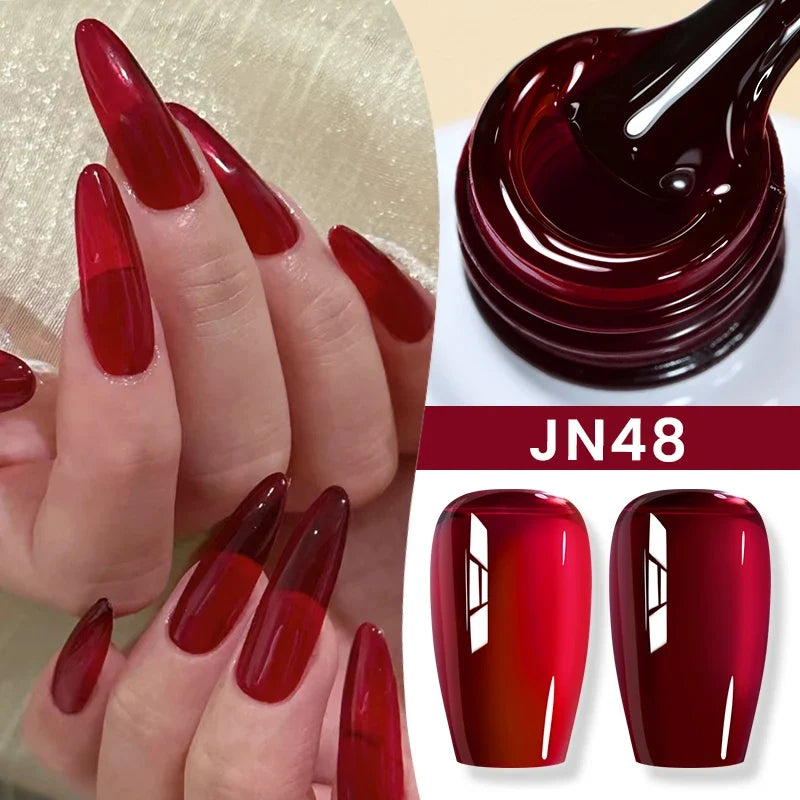 BORN PRETTY 10ml Blood Red Jelly Gel Nail Polish Halloween Nails Art Gel Polish Sheer Translucent Nail Gel for Winter Manicure