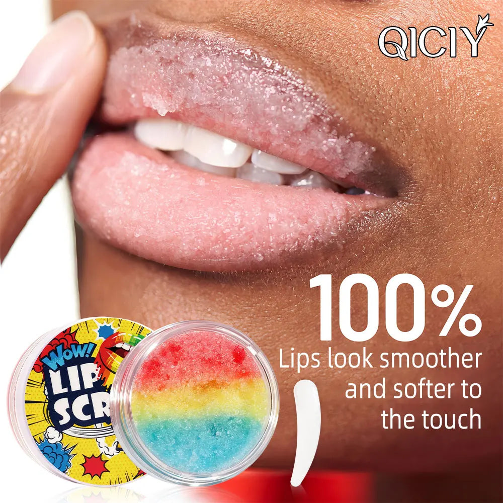 Qiciy Lip Scrub Natural Ingredients Sweet Lip Care Moisturizing Hydrating Gently Exfoliates Anti-Cracking Improves Lip Lines Lip Makeup Base