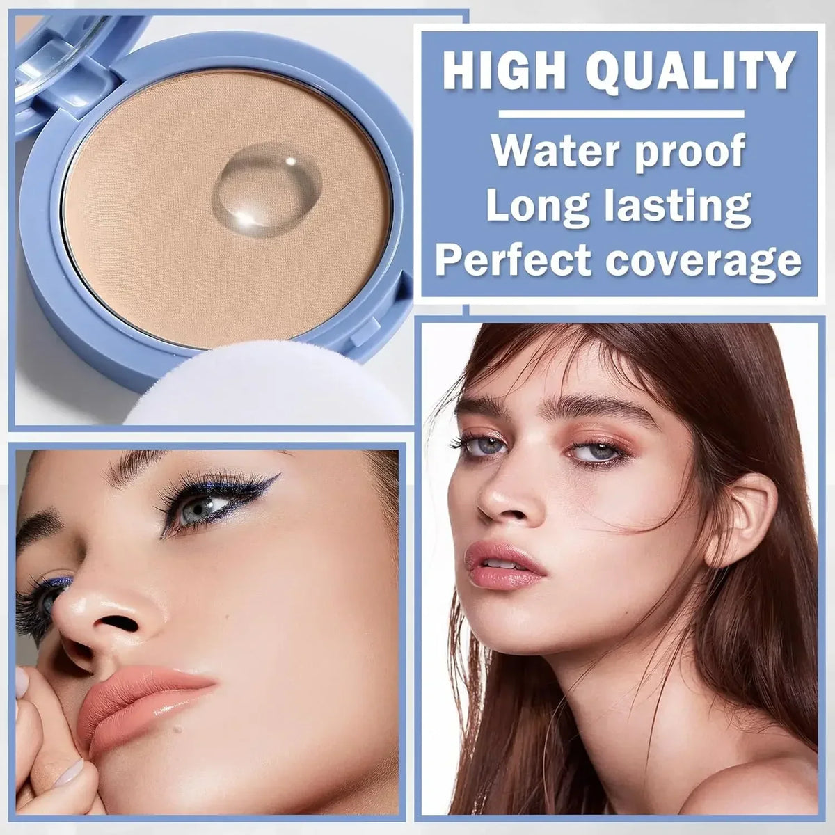 Long-Lasting Waterproof Silk Soft Mist Powder Cake Smooth Pressed Face Powder Oil Control Lady Polvo Texture for Makeup