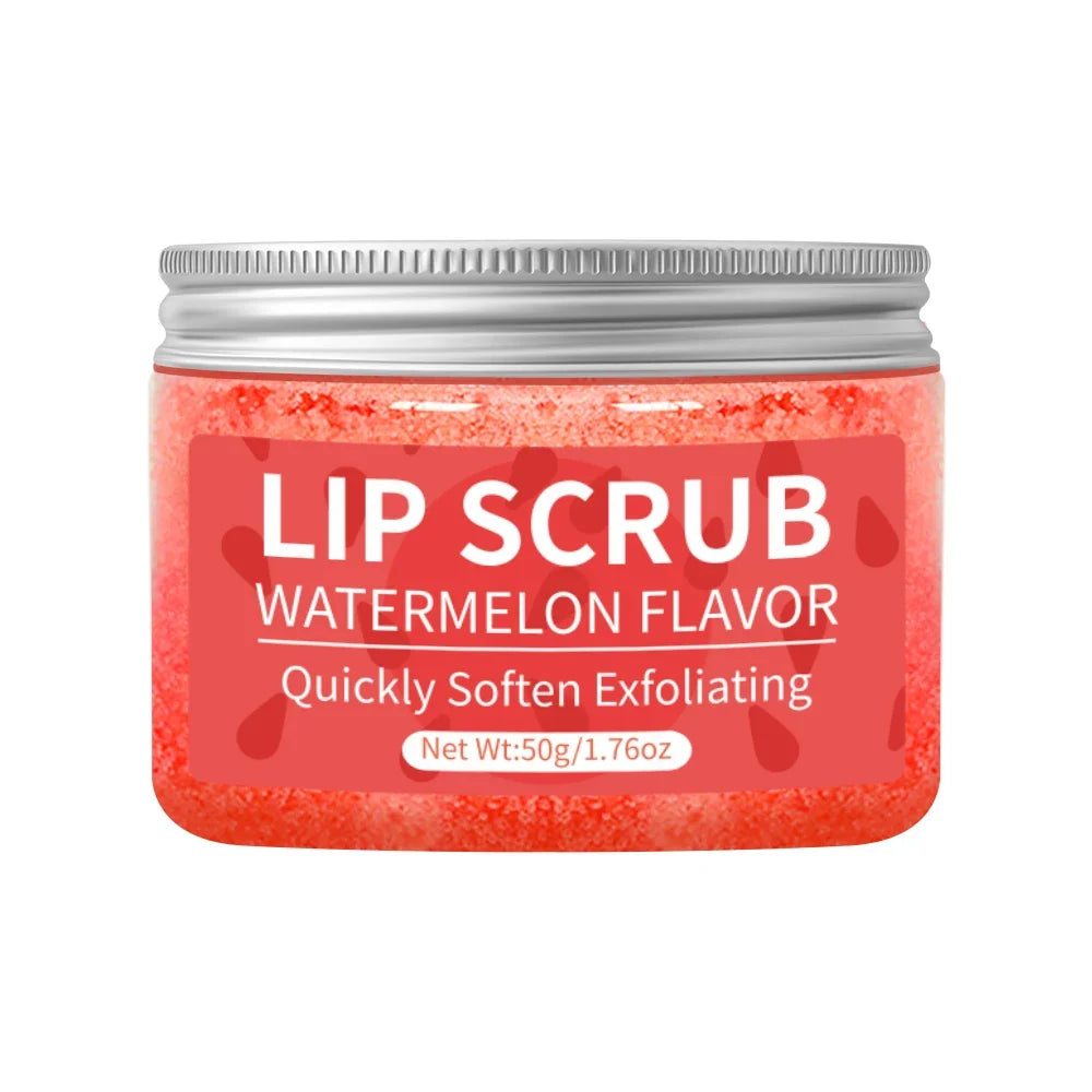 Hllozzi 50g lip scrub jojoba oil vitamin C hydrating moisturizing mild non-irritating watermelon, coconut, apple