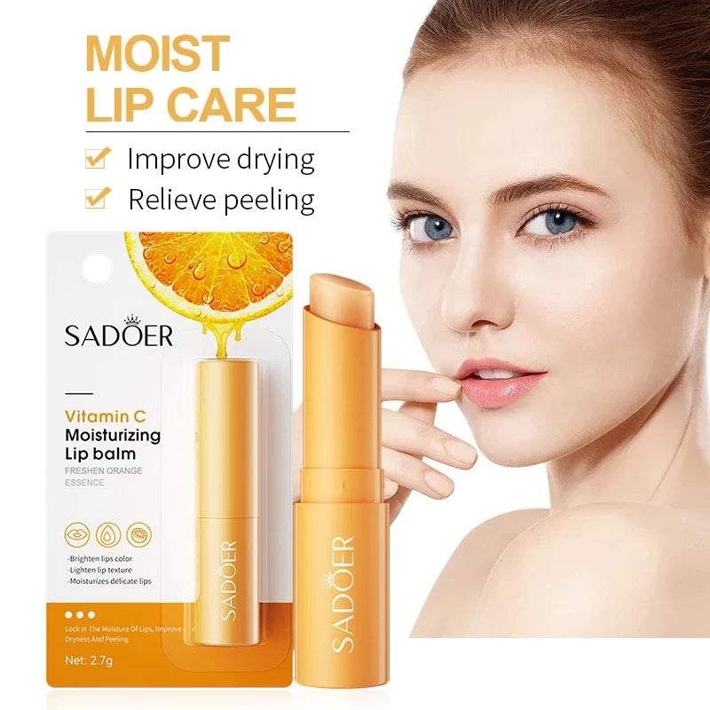 SADOER Vitamin C Lip Balm Moisturizing Anti Cracking Hydrating Repair Nourishing Anti Wrinkles Lipstick Lips Skin Care Products