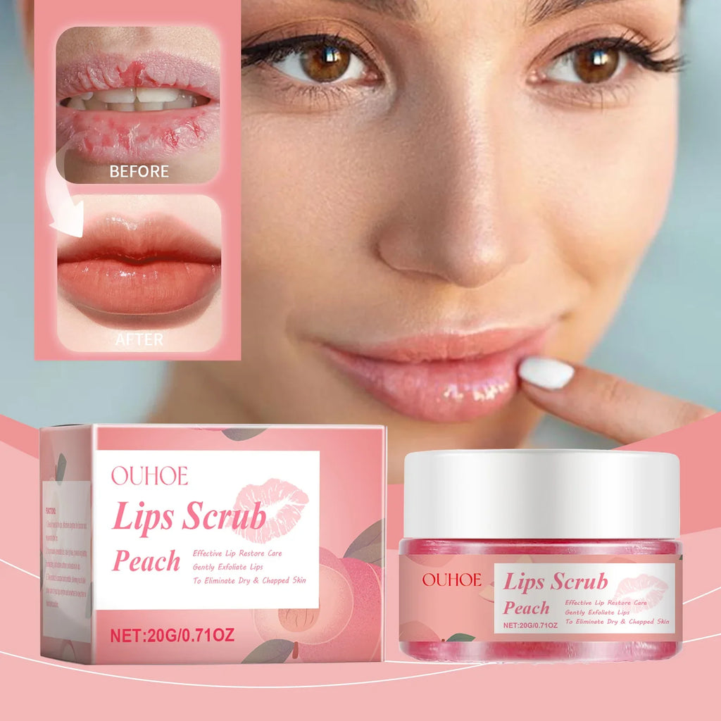 Peach Lip Care Scrub Lip Balm Cream Exfoliating Moisturizing Nourish Skin Repair Fine Lines Dead Skin Smooth Skin Care Hydrating