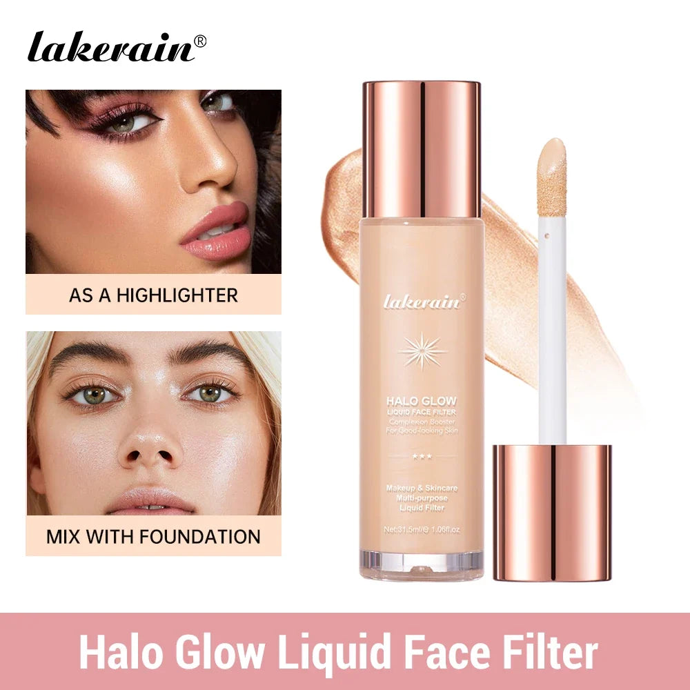 8colors Halo Glow Liquid Filter Liquid Highlighter Face Contouring Pearlescent Makeup Brightener Bronzer Glow Body Face Cosmetic