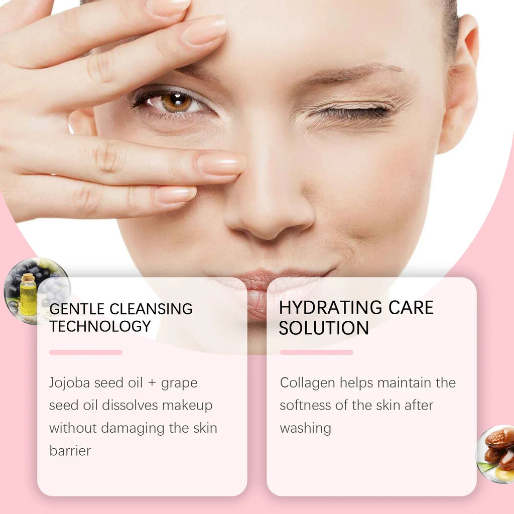 Collagen Makeup Remover Oil Jojoba Oil Makeup Remover Deep Cleansing Pore Dirt Gentle Daily Emulsifying Facial Cleanser Cosmetic