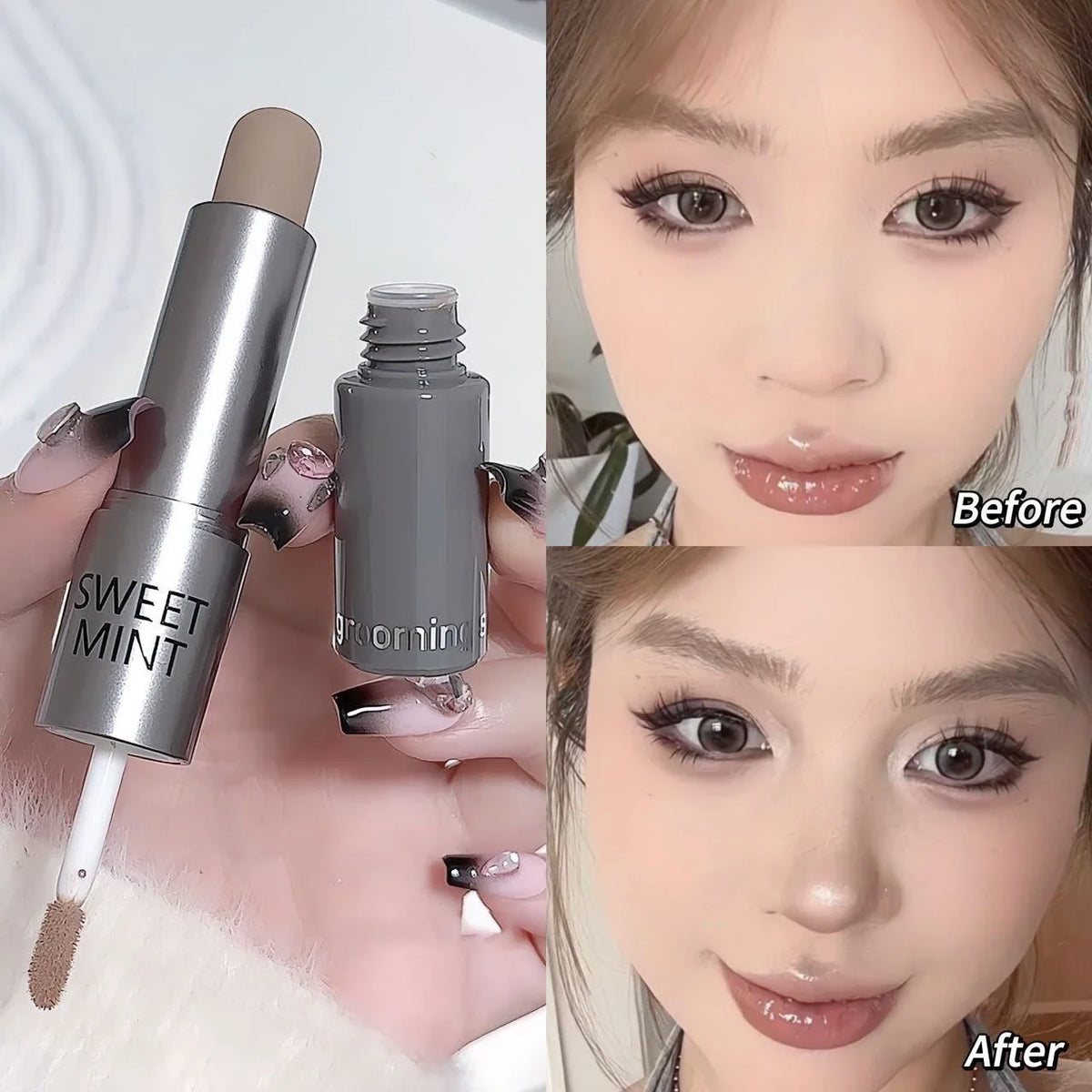Dual-End Liquid Bronzer Stick Face Brightening Shaping Concealer Pencil 3D Long Lasting Corrector Nose Shadow Contouring Makeup