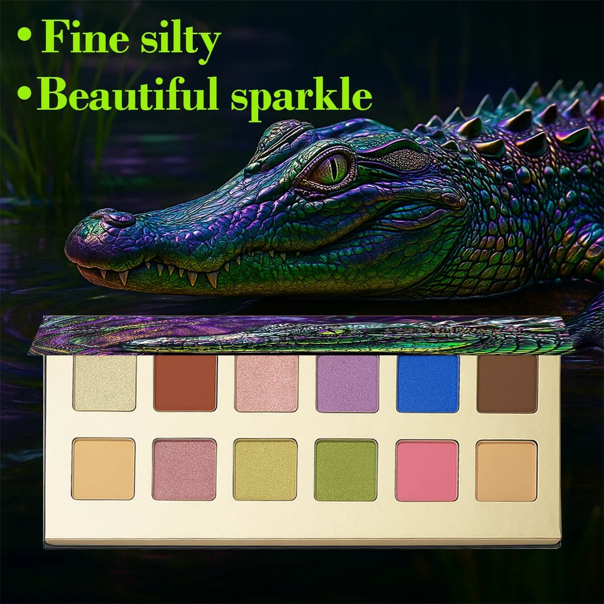 12-Color Crocodile Eyeshadow Palette - Matte & Shimmer