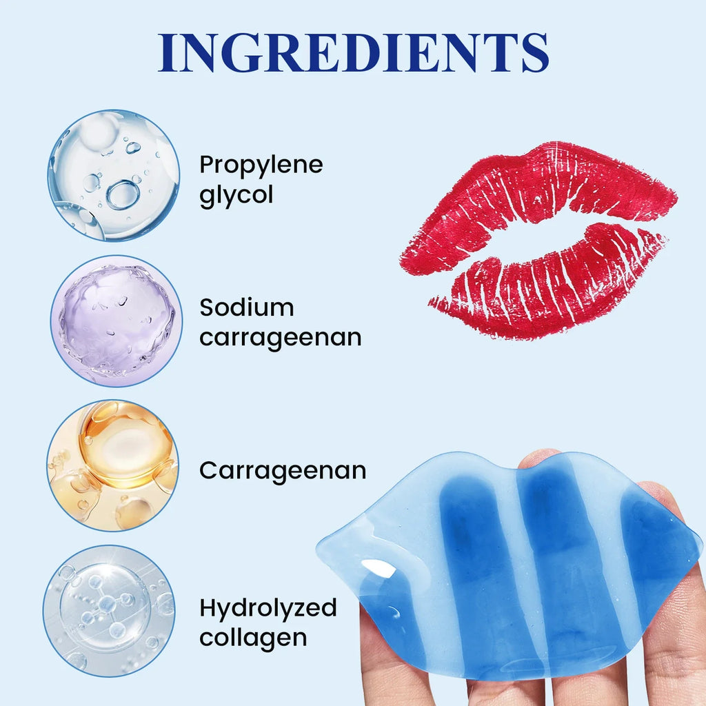 20pc collagen lip masks with hyaluronic acid—hydrate, prevent dryness & cracking, and nourish lips. Ideal for men & women.