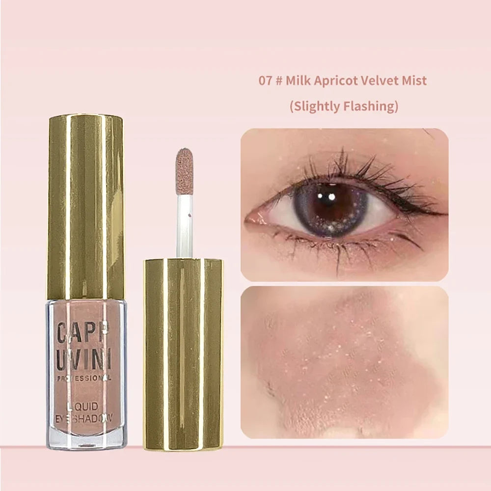 Cappuvini Liquid Eyeshadow Matte Pearlescent Fine Sparkling Long-Lasting Makeup Eye Shadow Highlighter