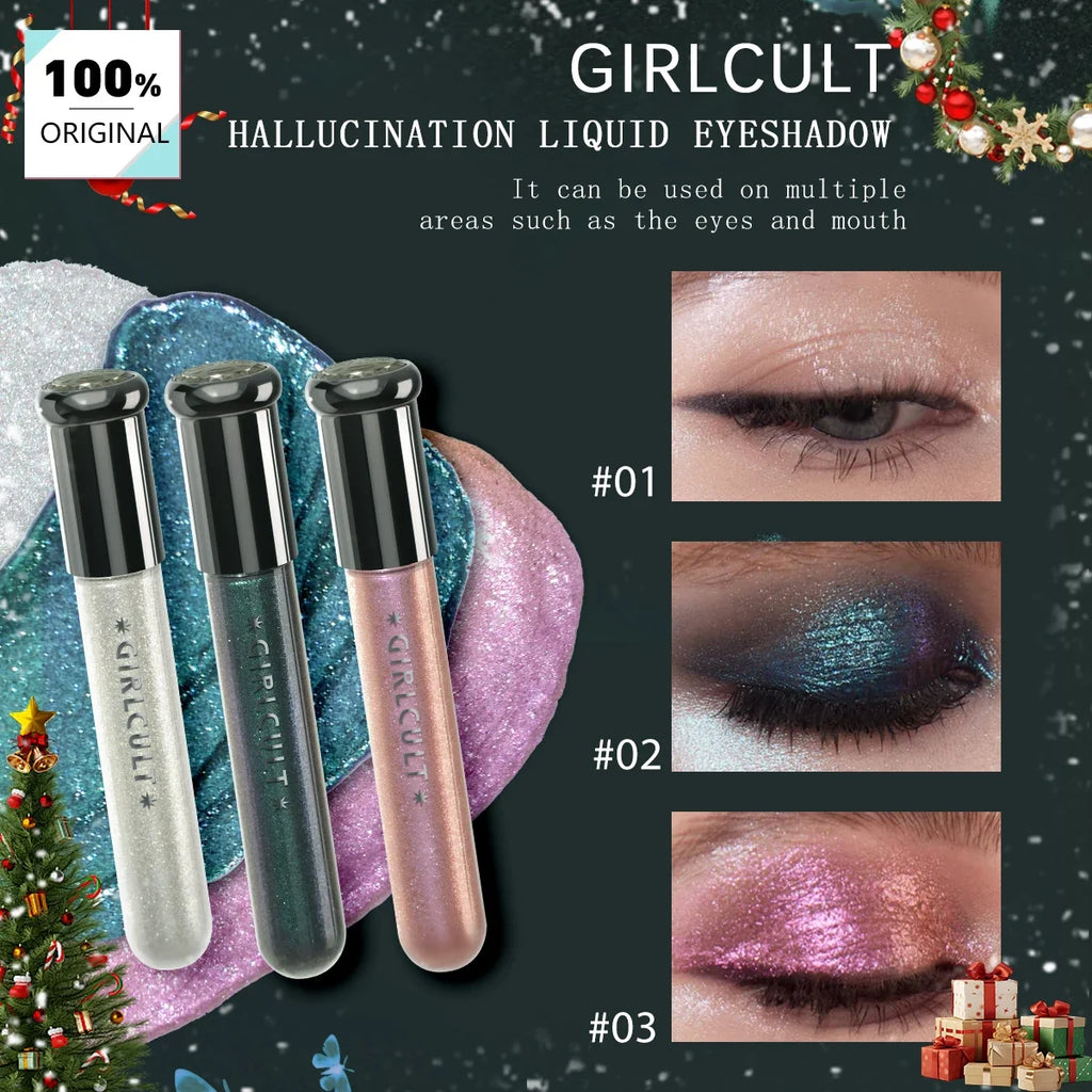 Girlcult Hallucination Liquid Eyeshadow,Fine Glitter Particles,Metallic Shine,Iridescent Shift,Eye Highlighting,Creative Makeup