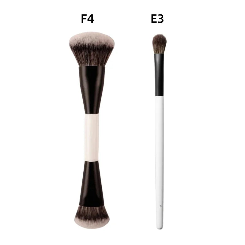F4 Dual-Ended Foundation Face Brush Double-ended Powder Blush Contour and Eyeshadow Concealer Makeup Brushes