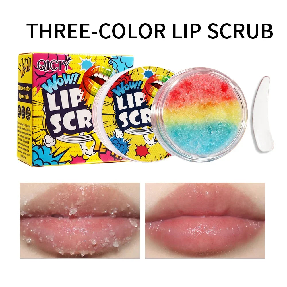 Qiciy Lip Scrub Natural Ingredients Sweet Lip Care Moisturizing Hydrating Gently Exfoliates Anti-Cracking Improves Lip Lines Lip Makeup Base