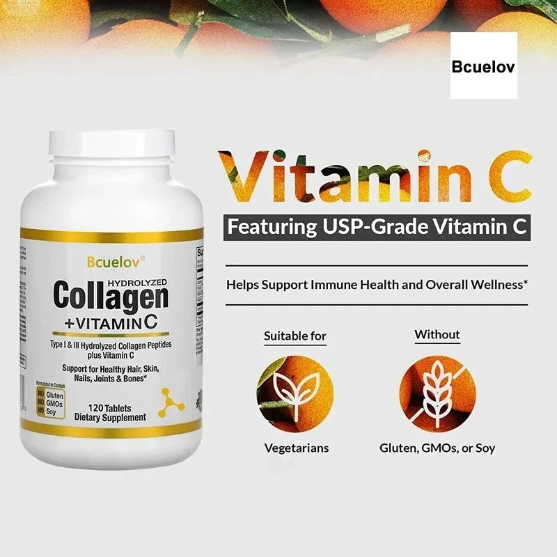 bcuelov Hydrolyzed Collagen Peptides - Nutritional Supplement for Healthy Hair, Skin and Nails
